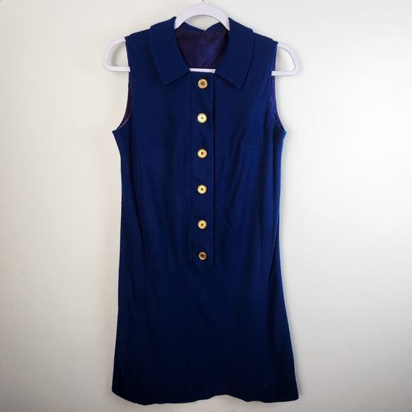 Vicky Vaughn Jr. Blue Shift Dress Size Small Vintage 60s 70s Festival Costume - Picture 1 of 4